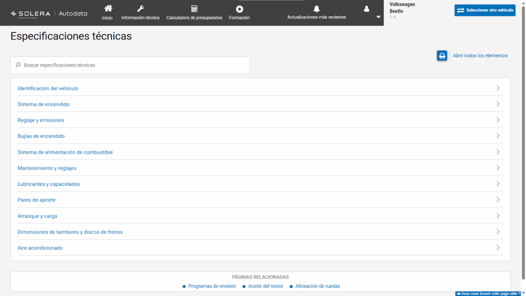 especificaciones técnicas