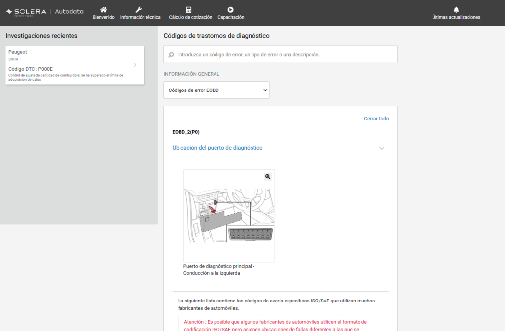 Códigos de avería (DTC) con soluciones asociadas